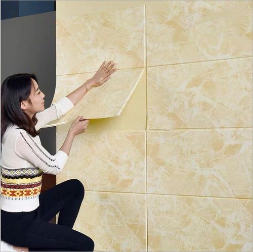 3d立体墙贴纸自粘卧室温馨大理石壁纸防水防潮可擦洗墙面装饰贴纸